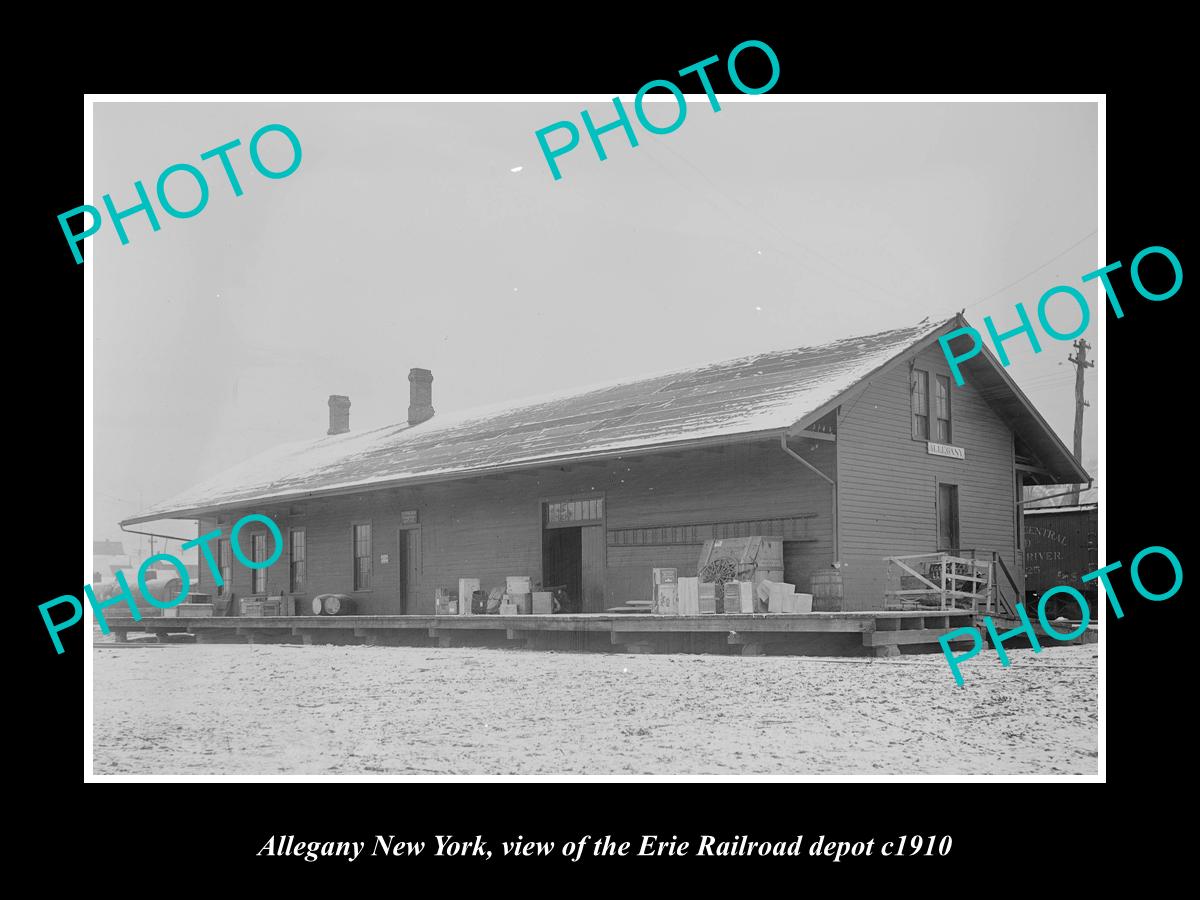 OLD LARGE HISTORIC PHOTO OF ALLEGANY NEW YORK, THE ERIE RAILROAD DEPOT c1910 2