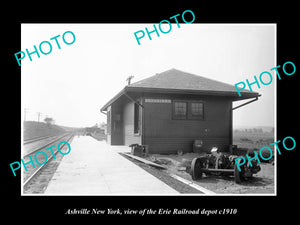 OLD LARGE HISTORIC PHOTO OF ASHVILLE NEW YORK, THE ERIE RAILROAD DEPOT c1910 1