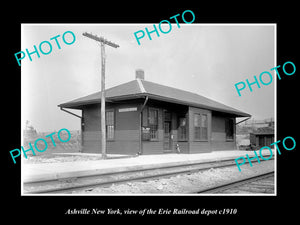 OLD LARGE HISTORIC PHOTO OF ASHVILLE NEW YORK, THE ERIE RAILROAD DEPOT c1910 2