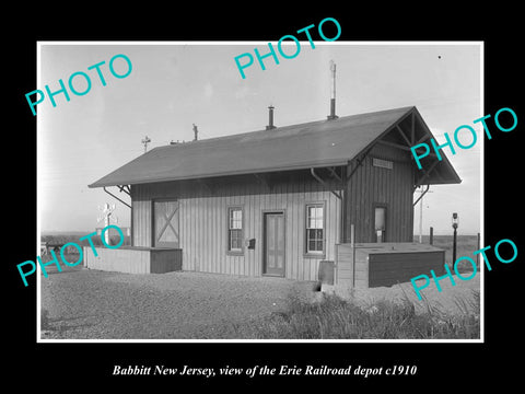 OLD LARGE HISTORIC PHOTO OF BABBITT NEW JERSEY, THE ERIE RAILROAD DEPOT c1910 1