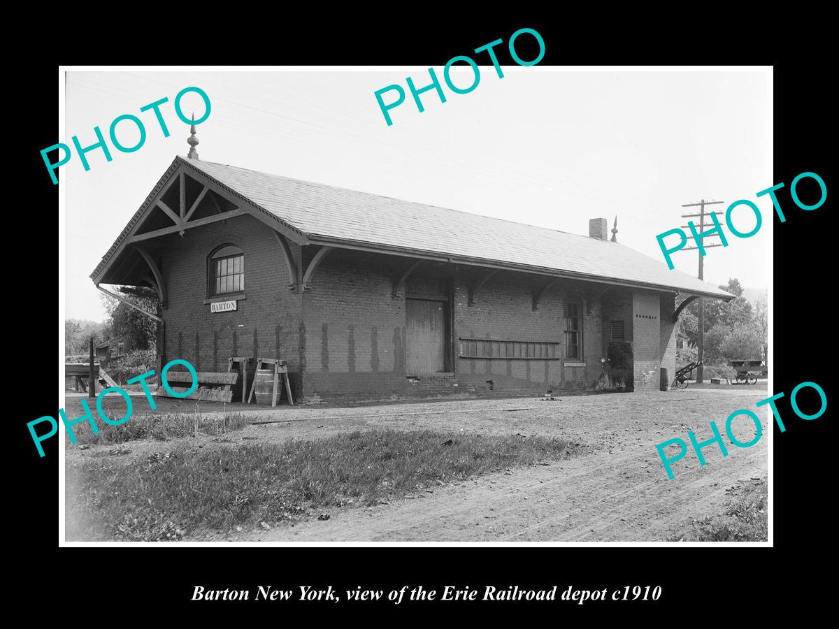 OLD LARGE HISTORIC PHOTO OF BARTON NEW YORK, THE ERIE RAILROAD DEPOT c1910 2