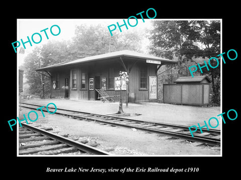 OLD LARGE HISTORIC PHOTO OF BEAVER LAKE NEW JERSEY, ERIE RAILROAD DEPOT c1910 3