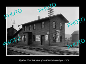 OLD LARGE HISTORIC PHOTO OF BIG FLATS NEW YORK, THE ERIE RAILROAD DEPOT c1910 1