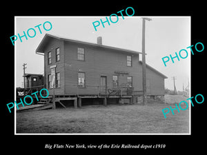 OLD LARGE HISTORIC PHOTO OF BIG FLATS NEW YORK, THE ERIE RAILROAD DEPOT c1910 2