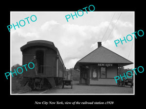 OLD LARGE HISTORIC PHOTO OF NEW CITY NEW YORK, THE RAILROAD DEPOT c1920