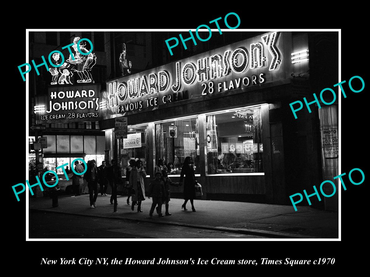 OLD LARGE HISTORIC PHOTO OF NEW YORK CITY NY, HOWARD JOHNSONS ICE CREAM c1970