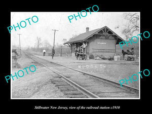 OLD LARGE HISTORIC PHOTO OF STILLWATER NEW JERSEY, THE RAILROAD STATION c1910