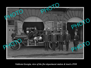 OLD LARGE HISTORIC PHOTO OF VALDOSTA GEORGIA, FIRE DEPARTMENT TRUCK c1930