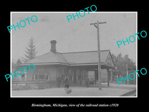 OLD LARGE HISTORIC PHOTO OF BIRMINGHAM MICHIGAN, THE RAILROAD STATION c1920