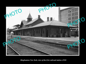 OLD LARGE HISTORIC PHOTO OF BINGHAMTON NEW YORK, ERIE RAILROAD STATION c1910 1