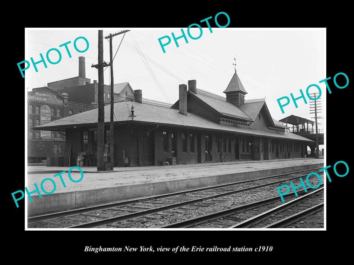 OLD LARGE HISTORIC PHOTO OF BINGHAMTON NEW YORK, ERIE RAILROAD STATION c1910 2