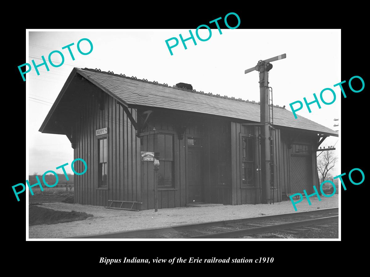 OLD LARGE HISTORIC PHOTO OF BIPPUS INDIANA, THE ERIE RAILROAD STATION c1910 1