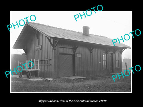 OLD LARGE HISTORIC PHOTO OF BIPPUS INDIANA, THE ERIE RAILROAD STATION c1910 2