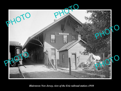 OLD LARGE HISTORIC PHOTO OF BLAIRSTOWN NEW JERSEY, ERIE RAILROAD STATION c1910 1