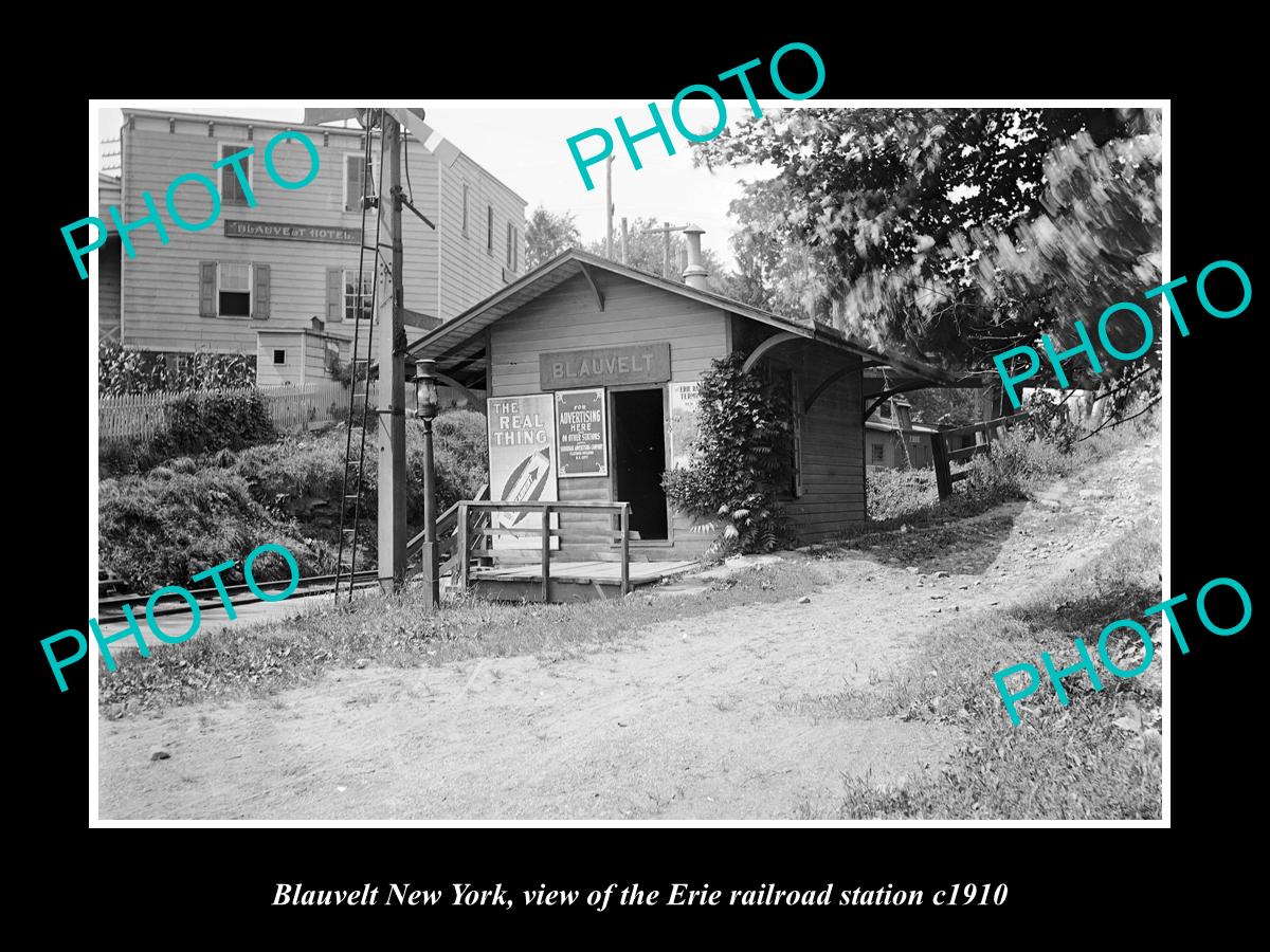 OLD LARGE HISTORIC PHOTO OF BLAUVELT NEW YORK, ERIE RAILROAD STATION c1910 1