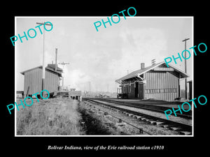 OLD LARGE HISTORIC PHOTO OF BOLIVAR INDIANA, THE ERIE RAILROAD STATION c1910