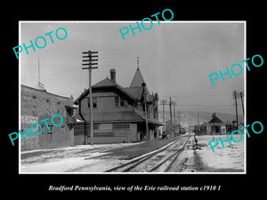 OLD LARGE HISTORIC PHOTO OF BRADFORD PENNSYLVANIA, ERIE RAILROAD STATION c1910 1