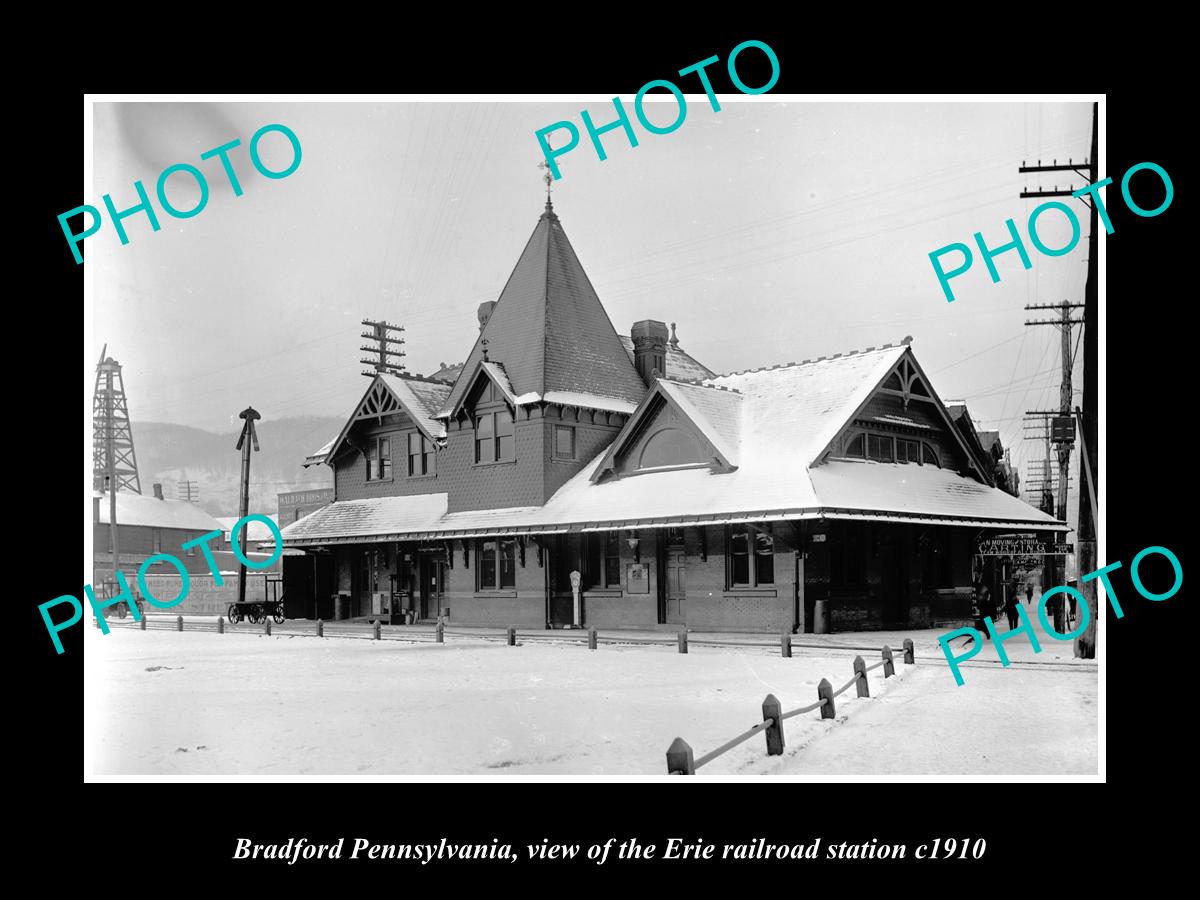 OLD LARGE HISTORIC PHOTO OF BRADFORD PENNSYLVANIA, ERIE RAILROAD STATION c1910 2