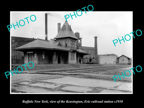 OLD HISTORIC PHOTO OF BUFFALO NEW YORK, KENSINGTON ERIE RAILROAD STATION c1910