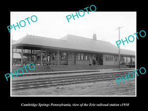 OLD HISTORIC PHOTO OF CAMBRIDGE SPRINGS PENNSYLVANIA, ERIE RAILROAD DEPOT 1910 1