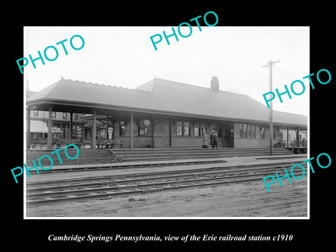 OLD HISTORIC PHOTO OF CAMBRIDGE SPRINGS PENNSYLVANIA, ERIE RAILROAD DEPOT 1910 1