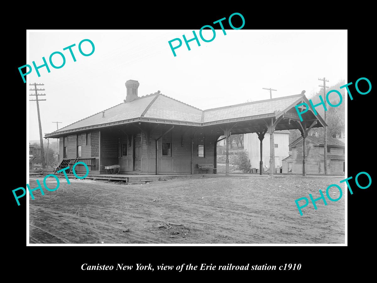 OLD LARGE HISTORIC PHOTO OF CANISTEO NEW YORK, ERIE RAILROAD STATION c1910 2