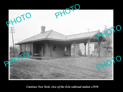 OLD LARGE HISTORIC PHOTO OF CANISTEO NEW YORK, ERIE RAILROAD STATION c1910 2