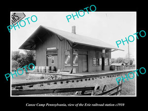 OLD LARGE HISTORIC PHOTO OF CANOE CAMP PENNSYLVANIA, ERIE RAILROAD STATION c1910