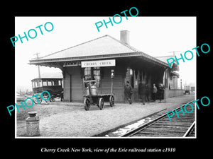 OLD LARGE HISTORIC PHOTO OF CHERRY CREEK NEW YORK, ERIE RAILROAD STATION c1910