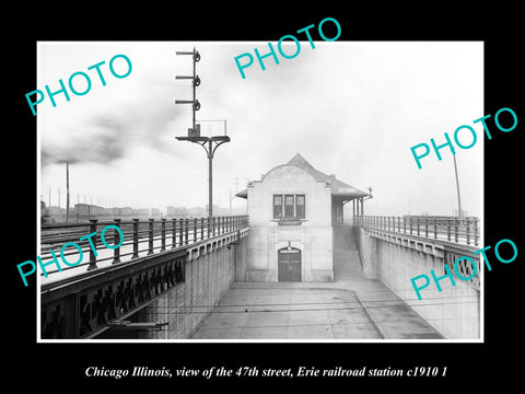 OLD LARGE HISTORIC PHOTO OF CHICAGO ILLINOIS, 47th St ERIE RAILROAD DEPOT 1910 2