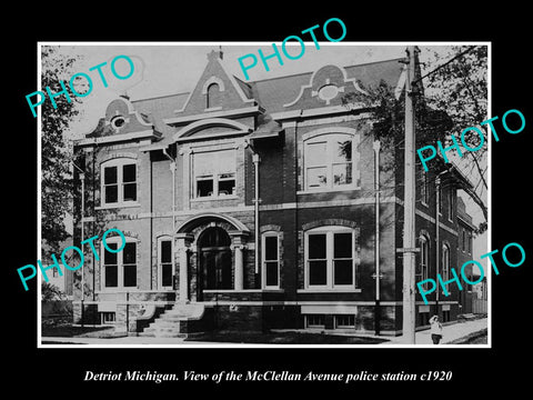 OLD LARGE HISTORIC PHOTO OF DETROIT MICHIGAN, THE McCLELLAN POLICE STATION c1920