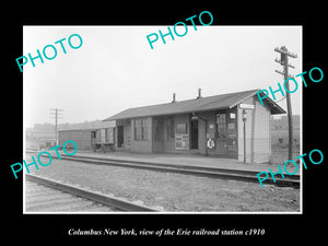 OLD LARGE HISTORIC PHOTO OF COLUMBUS NEW YORK, ERIE RAILROAD STATION c1910 1