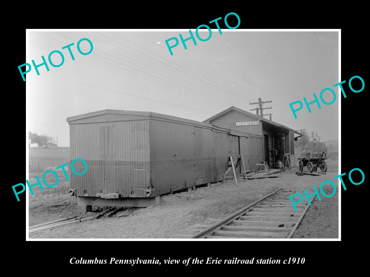 OLD LARGE HISTORIC PHOTO OF COLUMBUS PENNSYLVANIA, ERIE RAILROAD STATION c1910 1