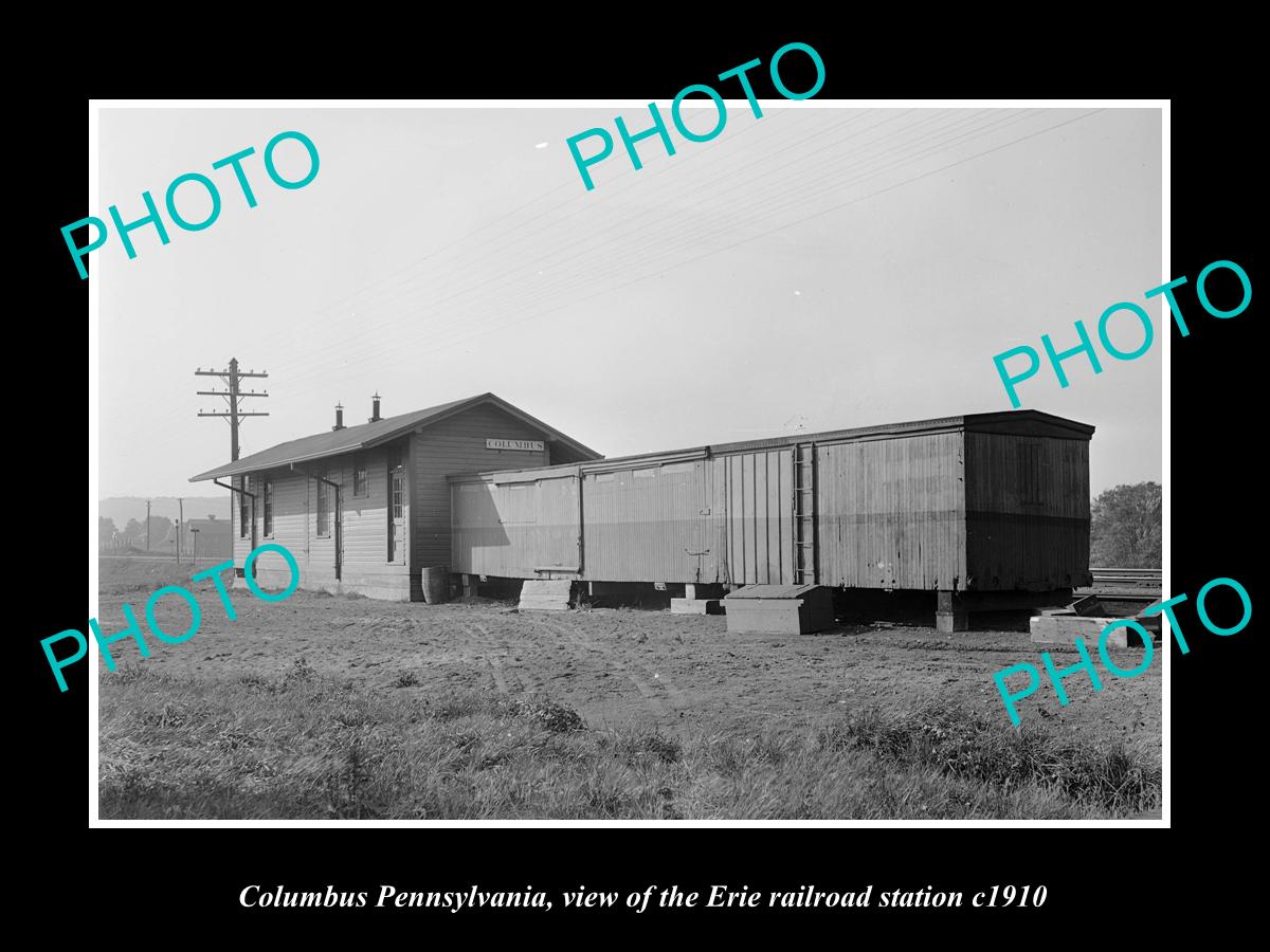 OLD LARGE HISTORIC PHOTO OF COLUMBUS PENNSYLVANIA, ERIE RAILROAD STATION c1910 3