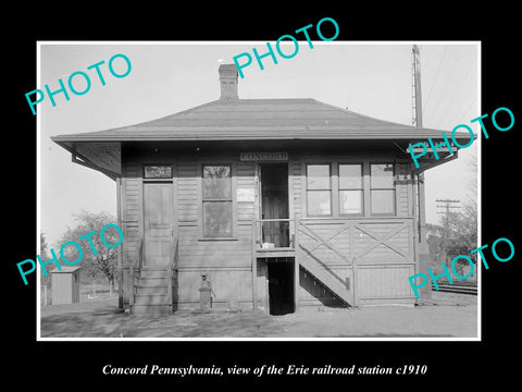 OLD LARGE HISTORIC PHOTO OF CONCORD PENNSYLVANIA, ERIE RAILROAD STATION c1910 1