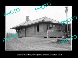 OLD LARGE HISTORIC PHOTO OF CONESUS NEW YORK, THE ERIE RAILROAD STATION c1910