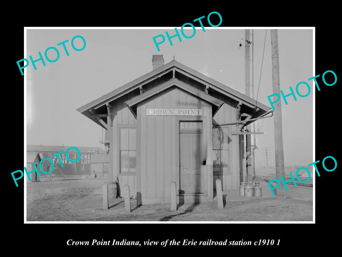 OLD LARGE HISTORIC PHOTO OF CROWN POINT INDIANA, ERIE RAILROAD STATION c1910 2