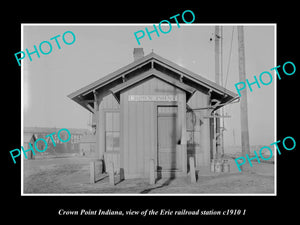 OLD LARGE HISTORIC PHOTO OF CROWN POINT INDIANA, ERIE RAILROAD STATION c1910 2