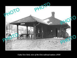 OLD LARGE HISTORIC PHOTO OF CUBA NEW YORK, THE ERIE RAILROAD STATION c1910 2