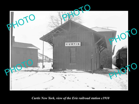 OLD LARGE HISTORIC PHOTO OF CURTIS NEW YORK, ERIE RAILROAD STATION c1910 2