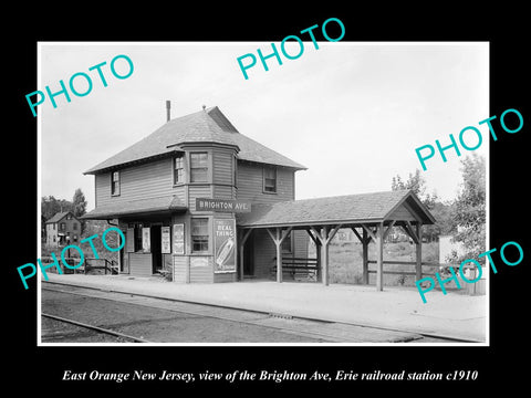 OLD HISTORIC PHOTO OF EAST ORANGE NEW JERSEY, BRIGHTON Av RAILROAD STATION c1910