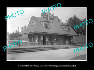 OLD LARGE HISTORIC PHOTO OF CHESTNUT HILL NEW JERSEY G/R RAILROAD STATION 1910 1