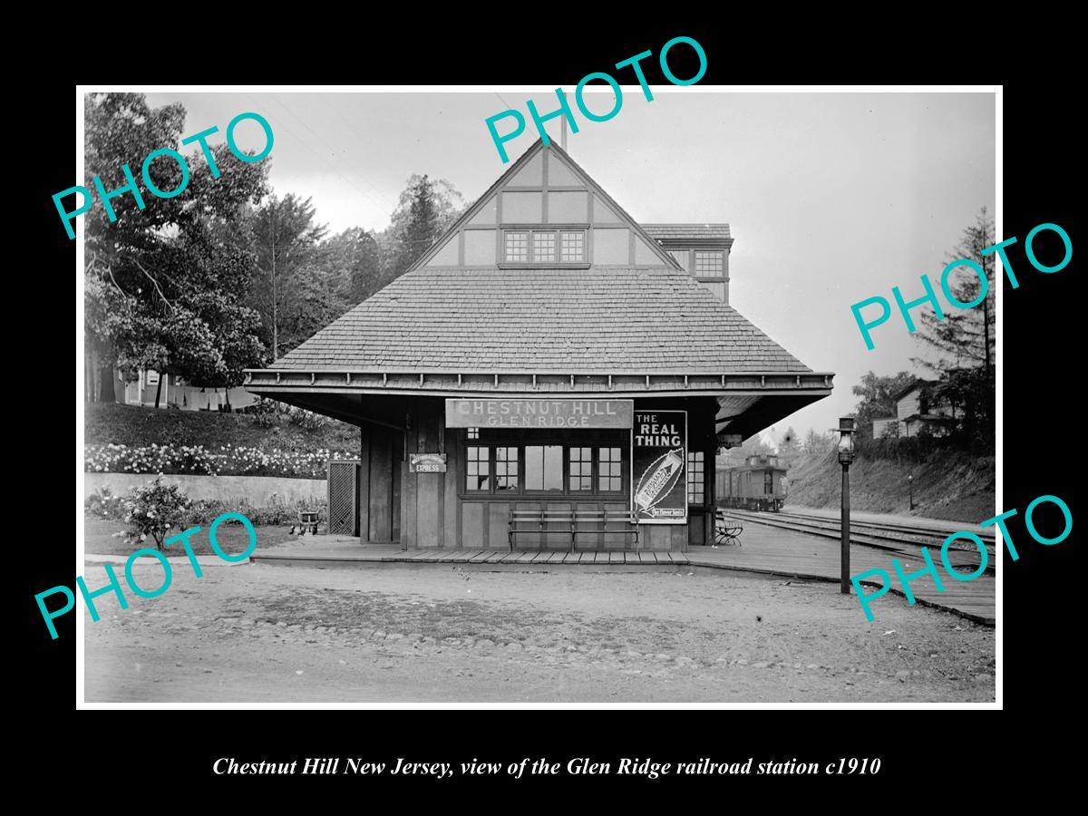 OLD LARGE HISTORIC PHOTO OF CHESTNUT HILL NEW JERSEY G/R RAILROAD STATION 1910 2