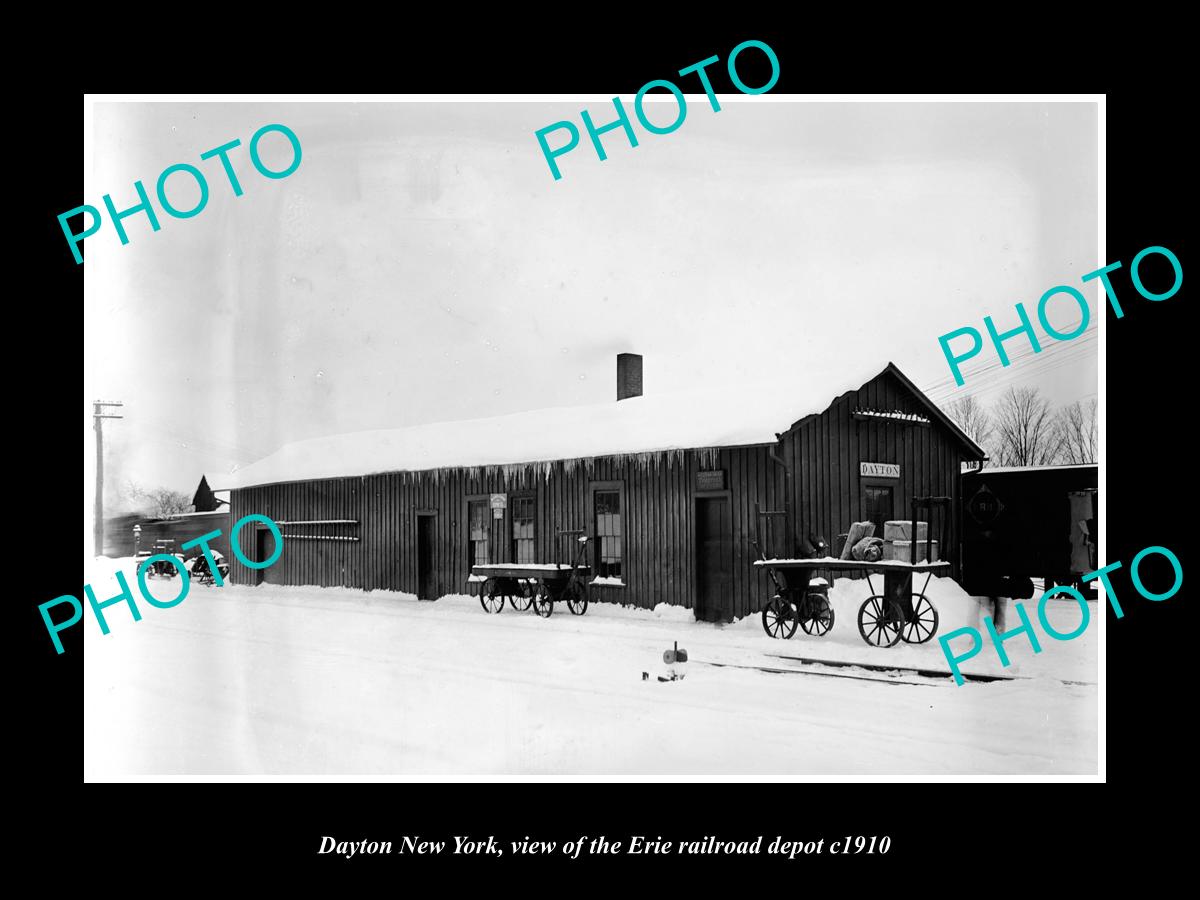 OLD LARGE HISTORIC PHOTO OF DAYTON NEW YORK, ERIE RAILROAD STATION c1910 1