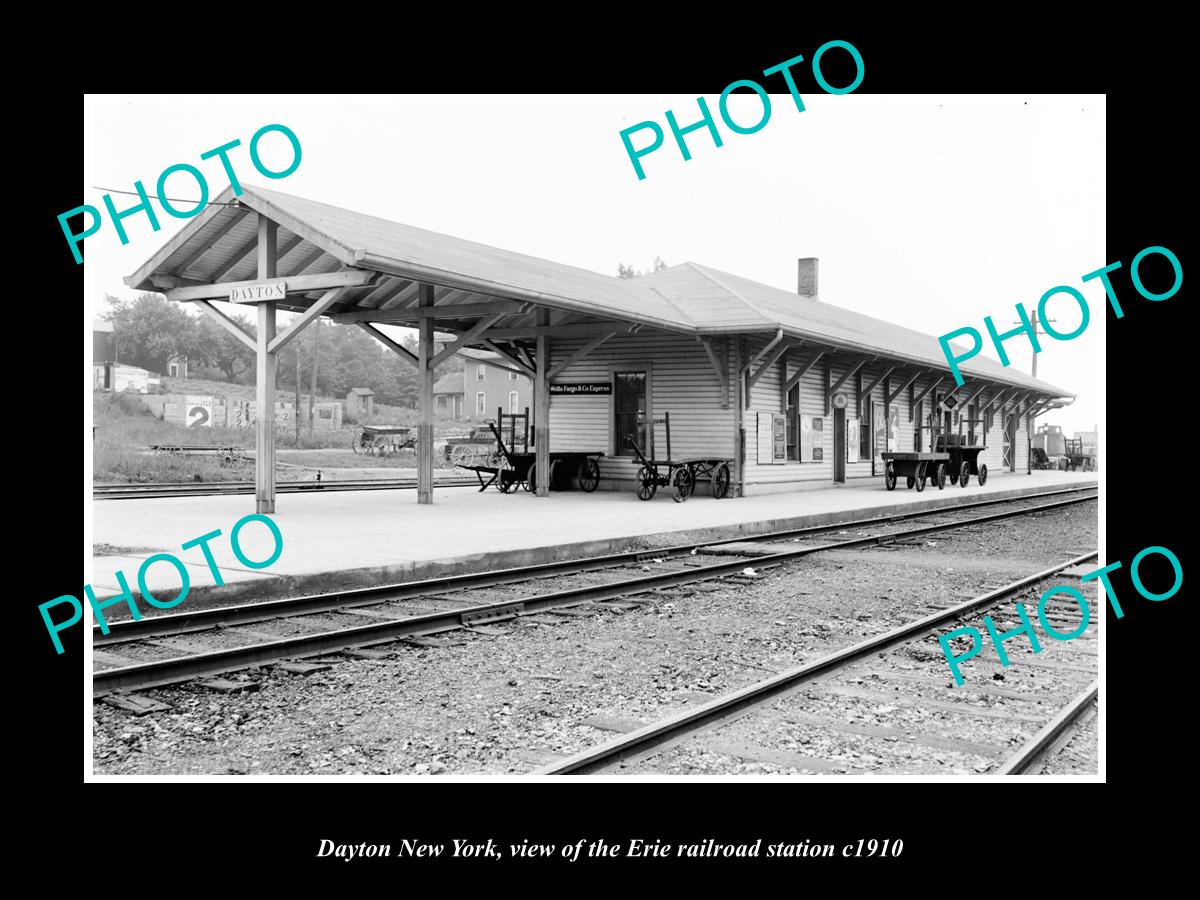 OLD LARGE HISTORIC PHOTO OF DAYTON NEW YORK, ERIE RAILROAD STATION c1910 2