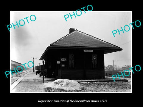 OLD LARGE HISTORIC PHOTO OF DEPEW NEW YORK, THE ERIE RAILROAD STATION c1910