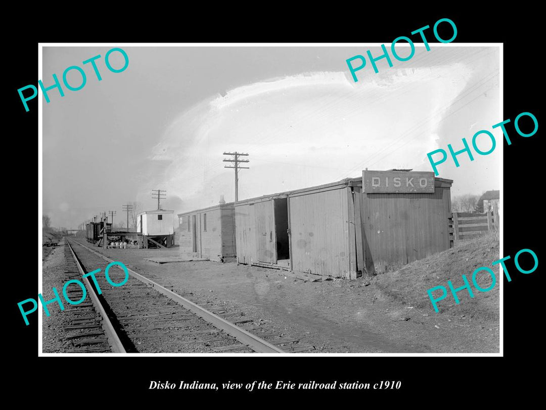 OLD LARGE HISTORIC PHOTO OF DISKO INDIANA, THE ERIE RAILROAD STATION c ...