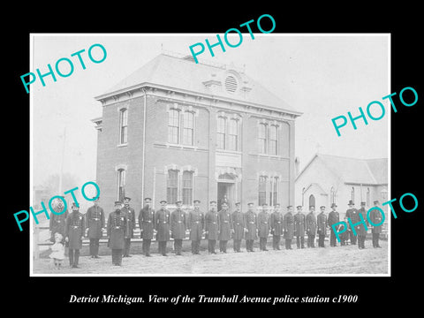 OLD LARGE HISTORIC PHOTO OF DETROIT MICHIGAN, THE TRUMBELL POLICE STATION c1900