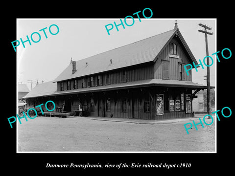 OLD LARGE HISTORIC PHOTO OF DUNMORE PENNSYLVANIA, ERIE RAILROAD STATION c1910