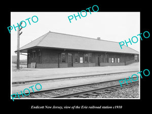 OLD LARGE HISTORIC PHOTO OF ENDICOTT NEW JERSEY, ERIE RAILROAD STATION c1910 1